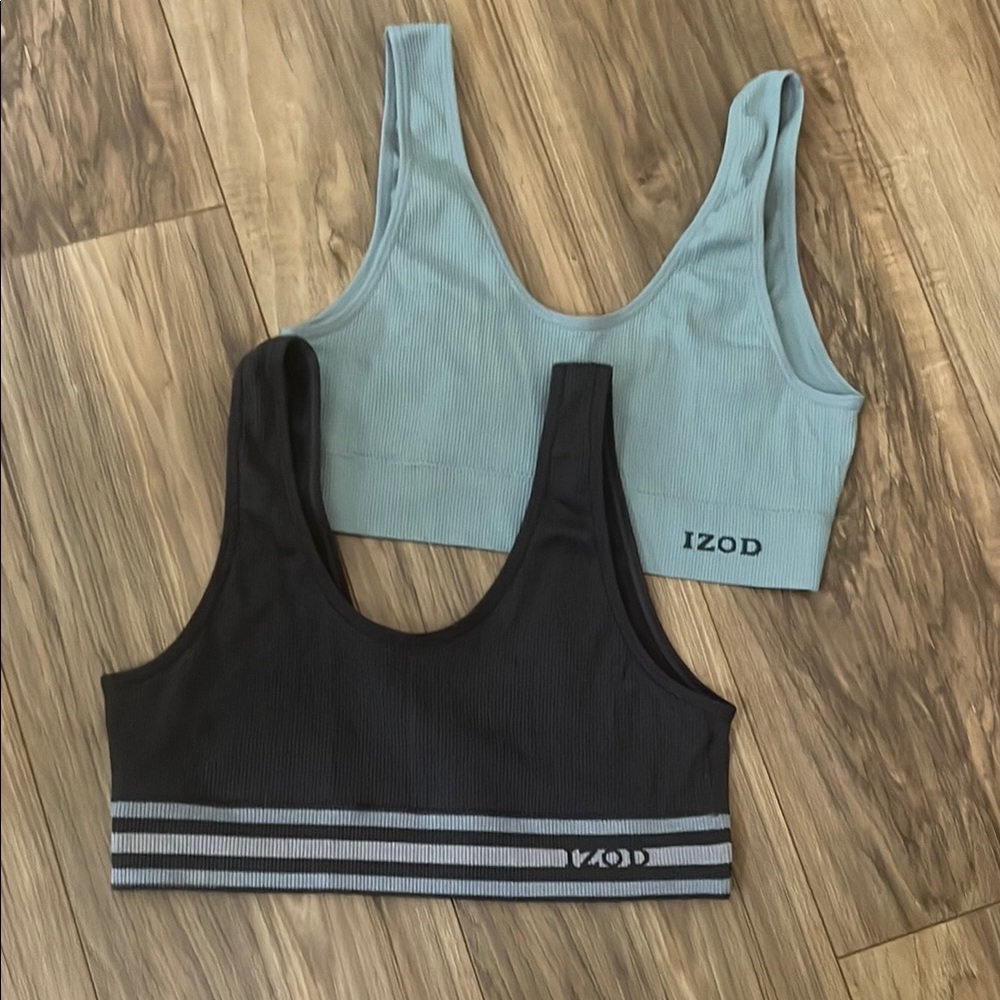 Izod Black and Light Blue Sports Bras L